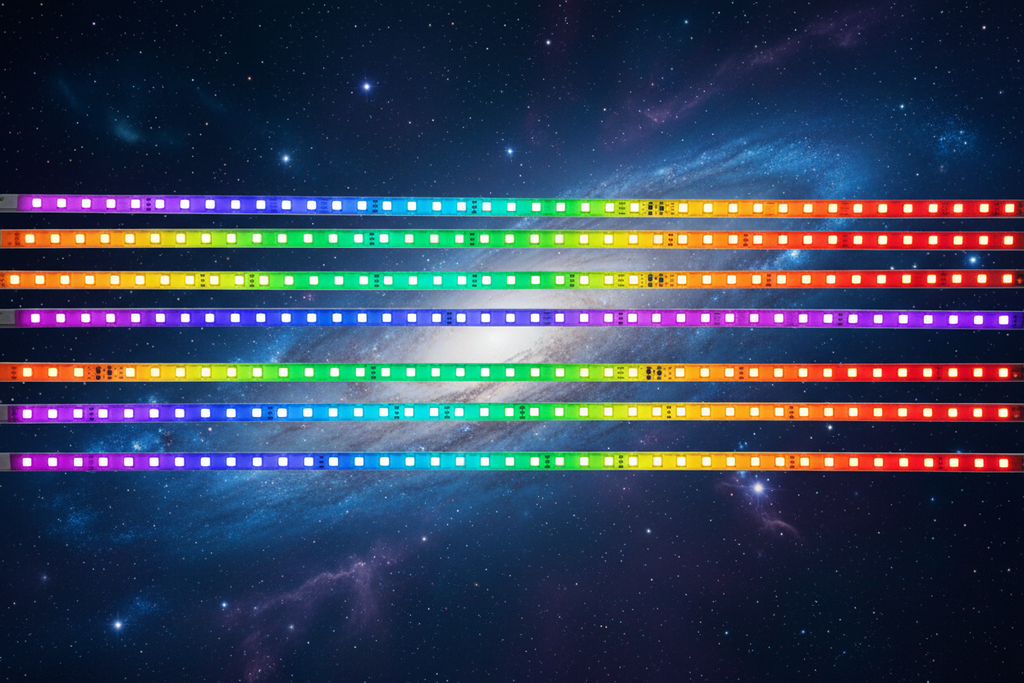 LED strips parallel lines with nebula