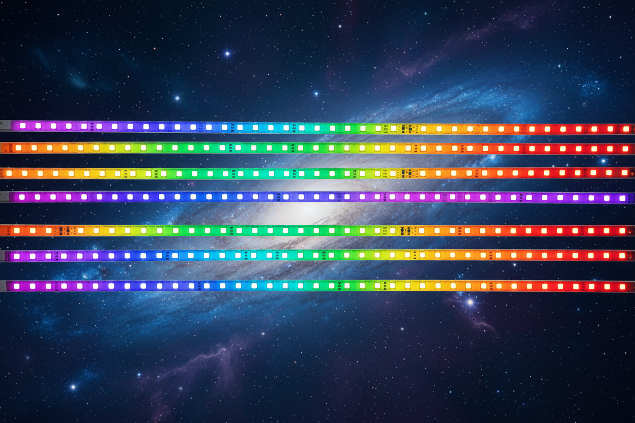 LED strips parallel lines with nebula