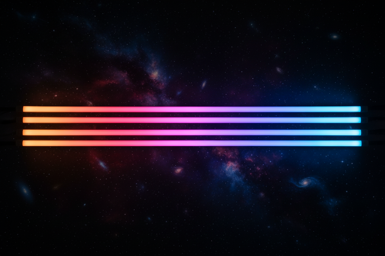 LED strips straight layout with galaxy